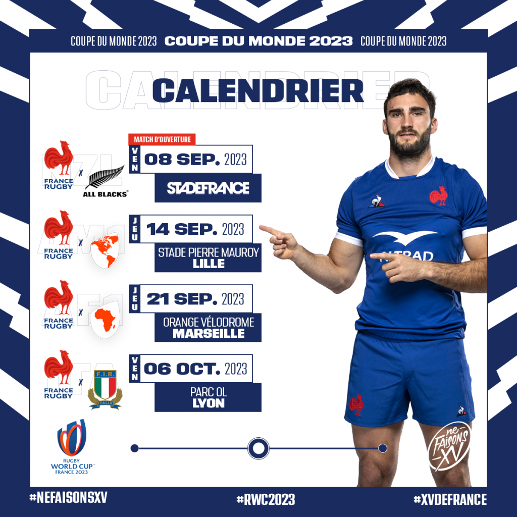 Calendrier des matchs de la Coupe du Monde de Rugby 2023 - RC Blois